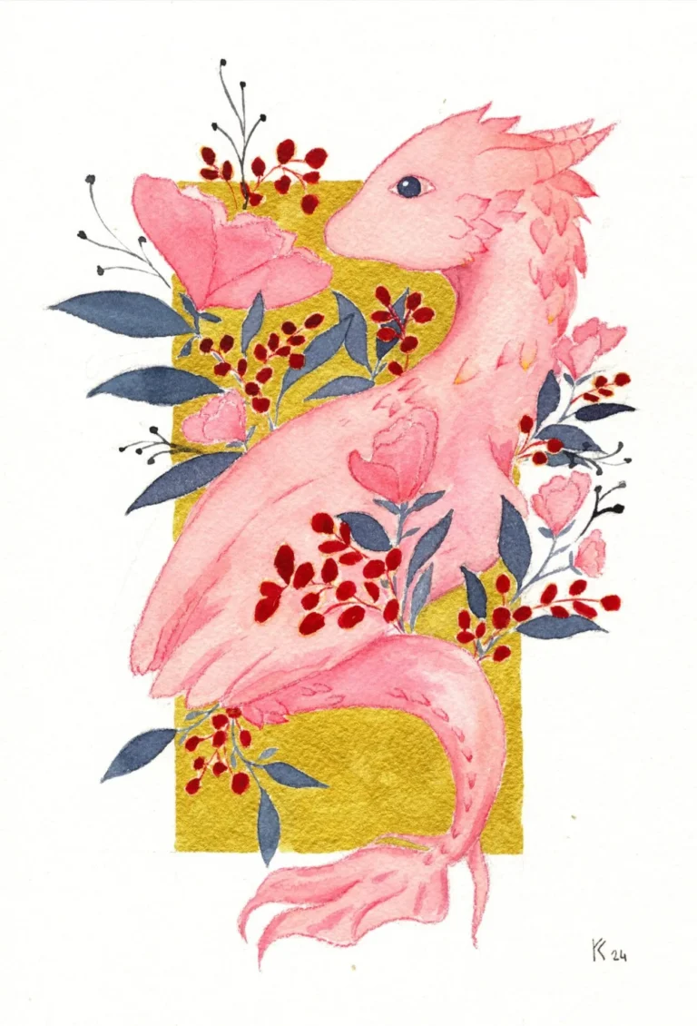 Gardien des Flammes Eclipsées – Dragon aquarelle